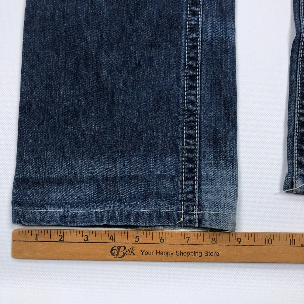 Affliction Premium Blake Jeans Mens 33 Medium Wash Straight Leg Embroidered **